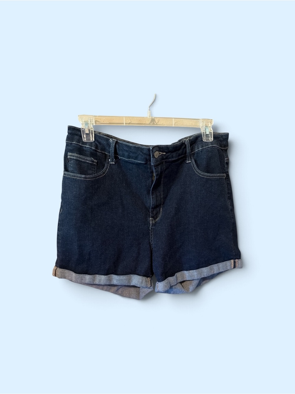 Judy Blue Plus Size 3XL Dark Wash Cuffed Denim Jean Shorts Stretch Comfort